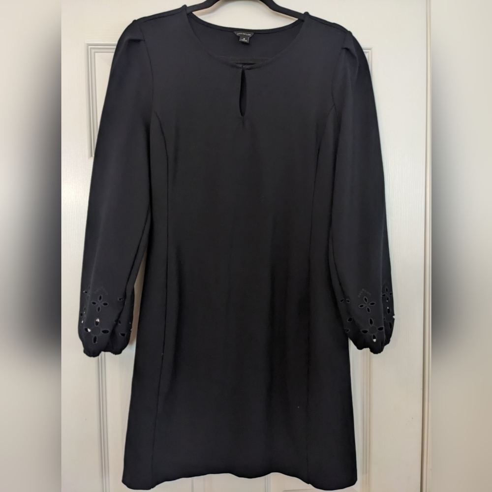 ANN TAYLOR Eyelet Sleeve Long Sleeve Aline Dress